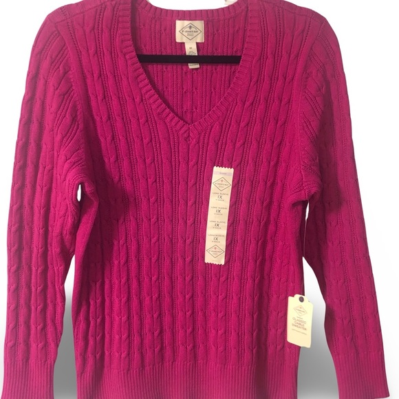 NWT St. John's Bay Plus Womens V Neck Long Sleeve Cable Knit Pullover Sweater - Picture 5 of 8
